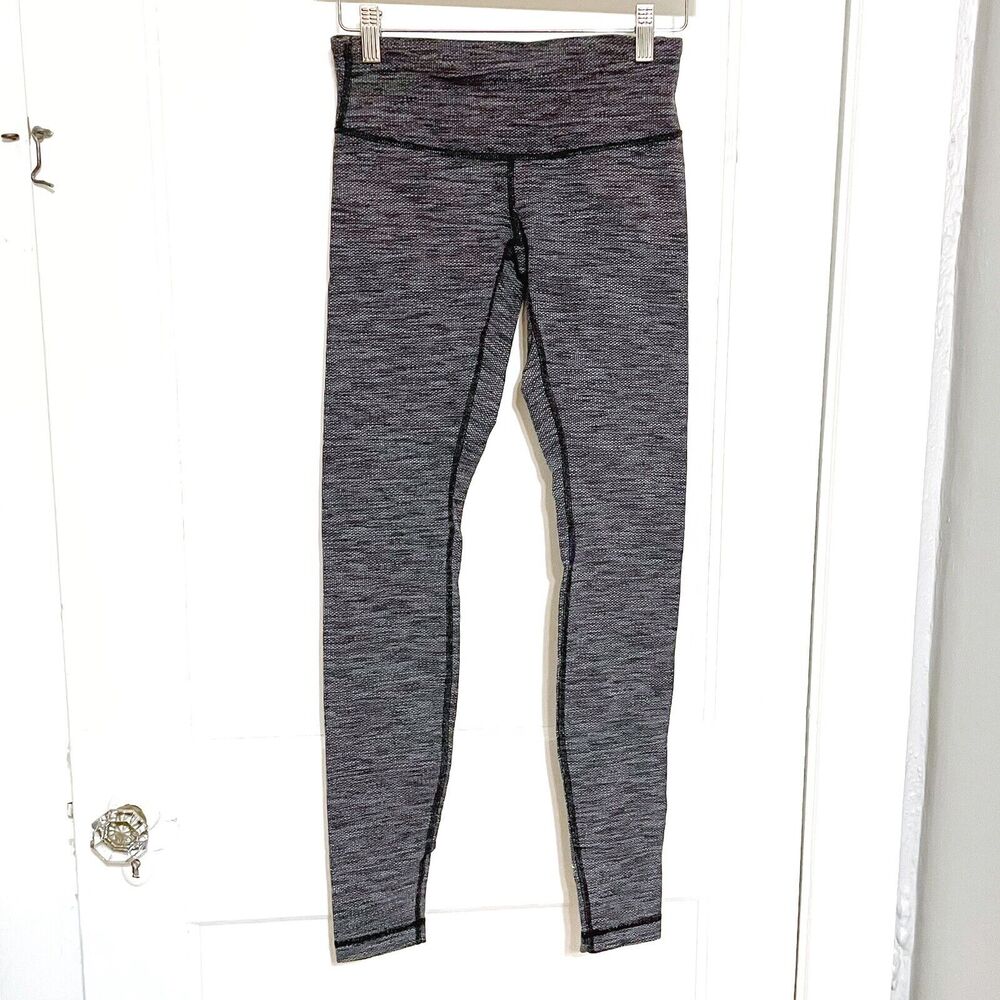 LULULEMON WUNDER UNDER PANT COCO PIQUE BLACK WHITE WOMEN'S SIZE 4